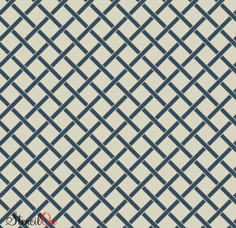 Reusable Interlacing Lattice Repeat Wall Stencil