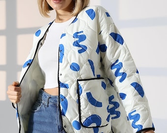 Gedruckte Steppjacke | Leichte Frühlingsoberbekleidung für Damen