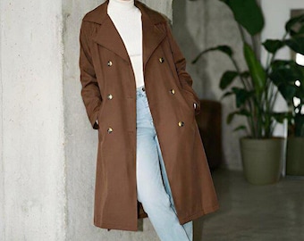 Brauner Oversize-Trenchcoat mit Gürtel | Frauen elegante Wrap Trençkot | Ceylen Neue Saison