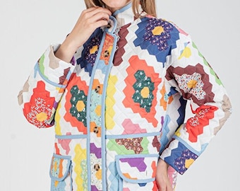 Gemusterte Steppjacke | Damen Alltagsstrick-Oberbekleidung