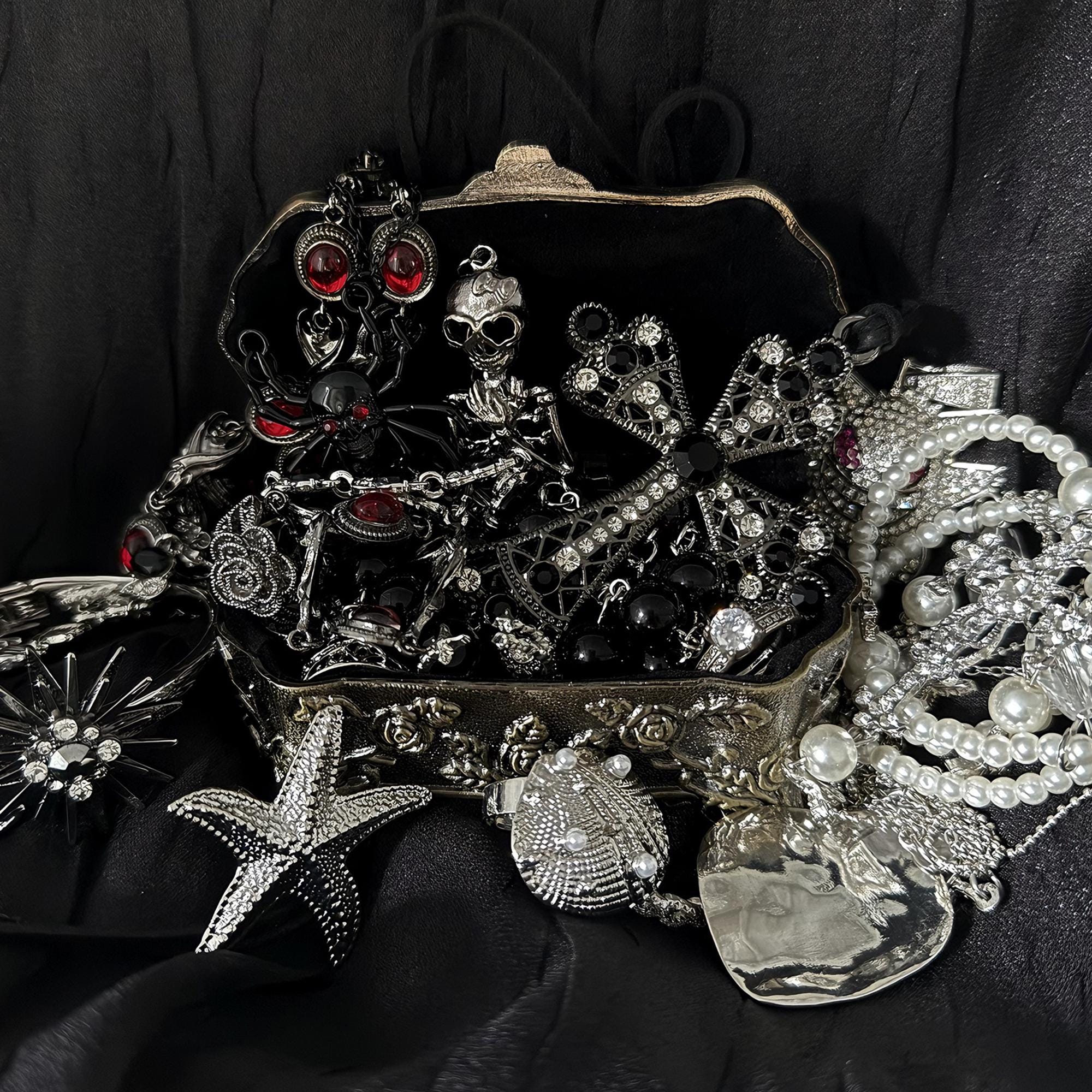 Gothic Mystery Jewelry Jar | Curated Dark Alt Punk Emo Set | Cross