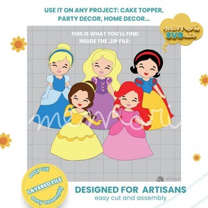 Princess SVG Bundle – 5 Layered Fairy Tale Characters for Cricut Paper ...
