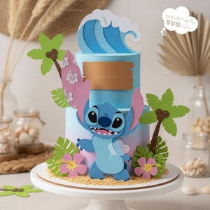 Stitch Party Cake Topper SVG - Geschichtete digitale Datei für Cricut, Silhouette, tropisch, Strand