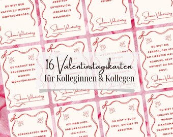 Valentinstag Karten für Kolleginnen & Kollegen – Sofort druckbare Aufmerksamkeit fürs Büro (16 Valentinskarten)