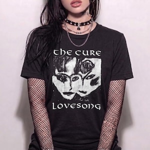The Cure Shirt | Lovesong Goth Band Tee in Black Cotton