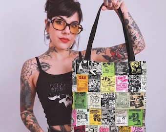 Bolso de tela con collage de folletos punk / Regalo para amantes de la música
