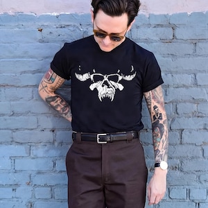 Danzig Horror Punk Tee | Skull and Horns Graphic T-Shirt in Black