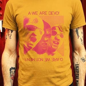 DEVO Band Shirt, Mustard Pink Graphic Tee | 100% Cotton Crew Neck