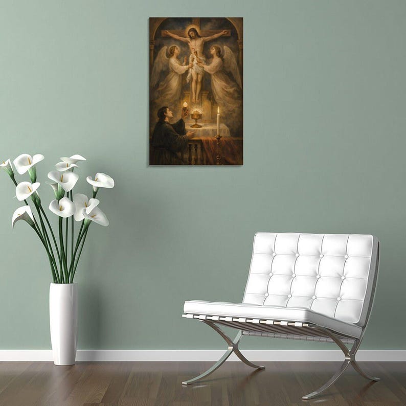 Crucifixion Eucharist Canvas Print Catholic Wall Art Angels Monstrance ...