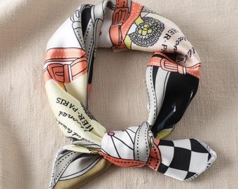 Mini Silk Scarf, Neckerchief, Hair Bandana, Wrist Wrap, Bag Charm, Neck Tie