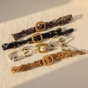 Braided Black and White Beaded Colorful Tassel Waist Belt Artisan Handmade TIESOME 2 PCS Women main image 3