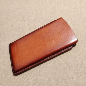 Handmade Vegtan Leather Phone Holster, Vertical Belt Loop Cell Phone Case, Full Cover Leather Pouch for iPhone Samsung, Personalized Gift