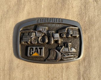 Caterpillar Heavy Equipment Pewter Belt Buckle, Mining Construction Gift