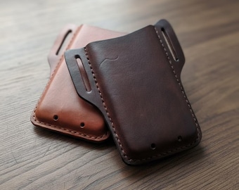 Funda de cuero genuino para teléfono, estuche universal para teléfono móvil con clip para cinturón, riñonera de cuero hecha a mano para iPhone y Samsung, funda resistente para teléfono con cinturón