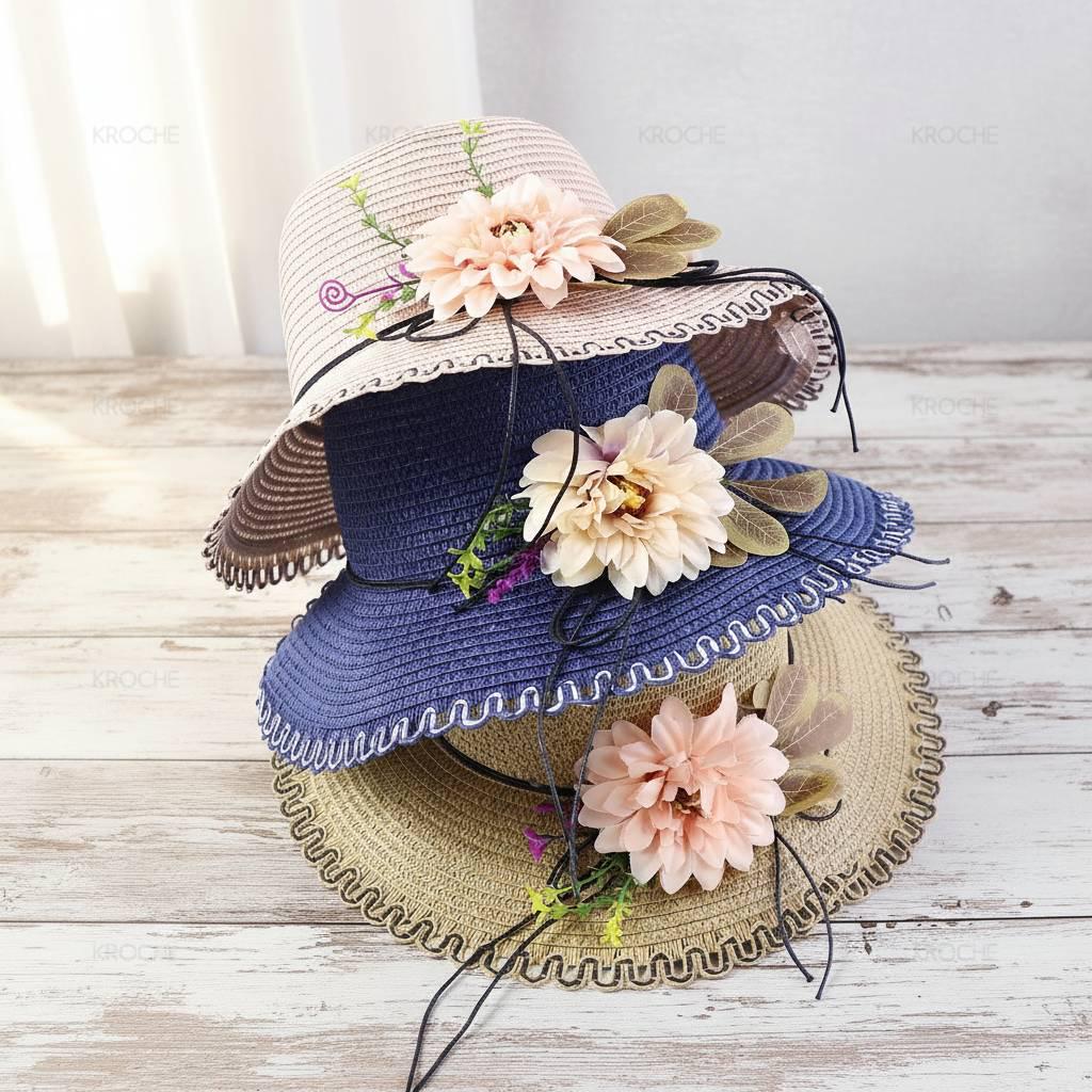 Black Wide-Brim Hat with White Lily & Purple Floral Accents by Calla Lily Adorned Black Wide Brim Sinamay Derby Hat  main image 2
