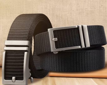 Men's Tactical Canvas Belt – Heavy Duty Nylon Webbing, Military Style Flip-Top Buckle,Durable Outdoor Work Belt,Adjustable Casual Streetwear