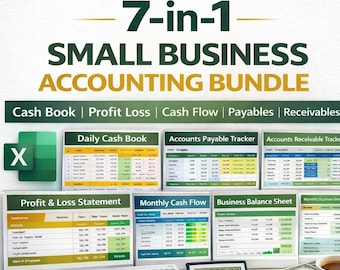 Small Business Accounting Excel Bundle | Cash Flow, P&L, Payables (Digital Download)