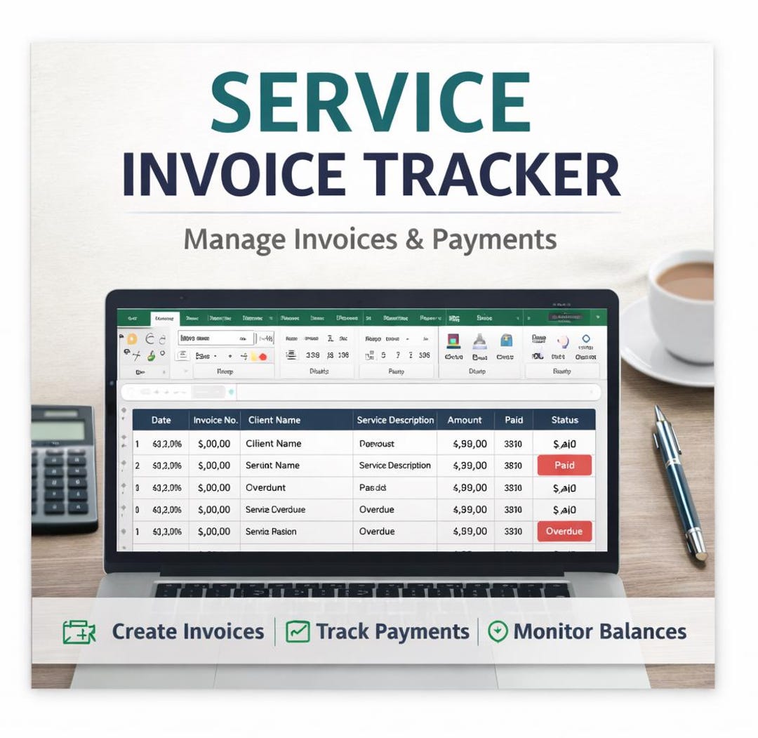 Service Invoice Tracker Excel | Simple Invoicing & Payment Record for ...