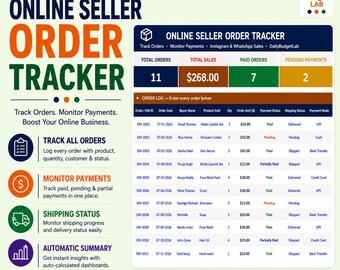 Online Seller Order Tracker Excel | Order Management Spreadsheet | Excel/Google Sheets