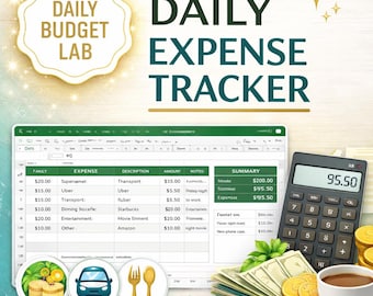 Daily Finance Sheet | Simple Expense Tracker | Personal Budget Spreadsheet | Excel Digital Download