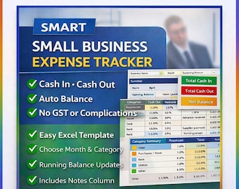 Small Business Expense Tracker Excel | Cash In Cash Out | Auto Balance
