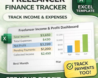 Freelancer Income & Expense Tracker Excel | Monthly Summary | Profit Dashboard