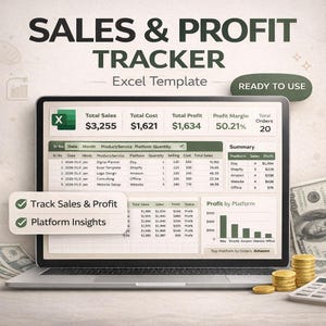 Sales & Profit Tracker Excel | Small Business Spreadsheet (Digital Download)