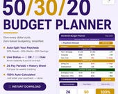 50/30/20 Budget Planner Spreadsheet | Paycheck Budget Template | Excel Digital Download | Bi-Weekly Budget