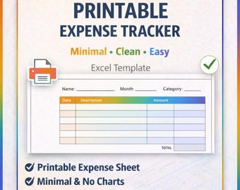 Printable Monthly Expense Spreadsheet | Simple & Minimal Money Tracking