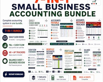 Small Business Accounting Bundle | Cash Flow, PNL, AR/AP Spreadsheets & More I Excel/Google Sheets