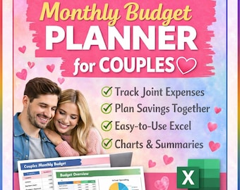 Monthly Budget Planner for Couples | Excel Couples Spreadsheet | Joint Expense & Savings Tracker