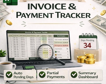 Simple Invoice Payment Tracker Excel Template | Payment Status & Summary (Digital Download)
