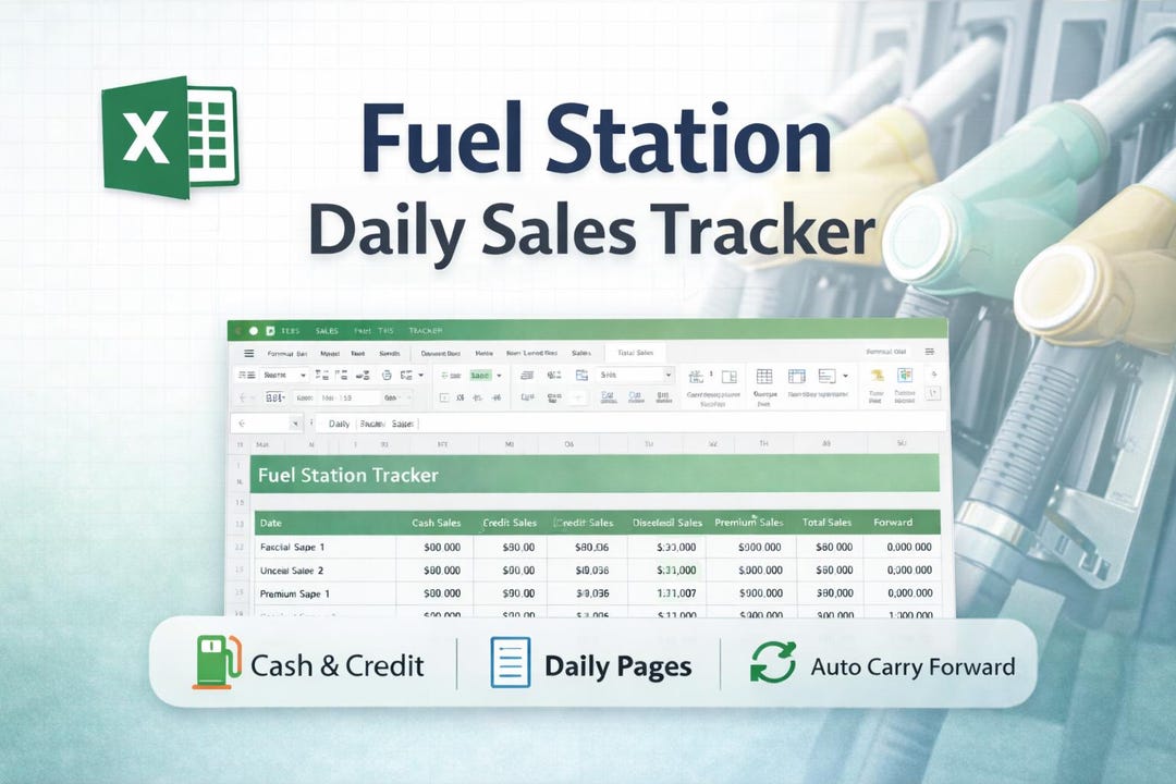 Fuel Station Daily Sales Tracker | Excel Spreadsheet (digital Download ...