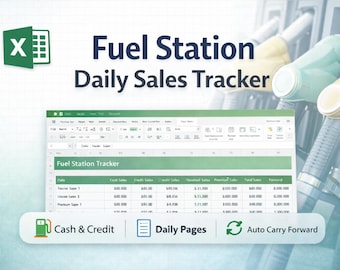 Fuel Station Daily Sales Tracker | Excel Spreadsheet (Digital Download)