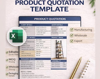 Product Quotation Template Excel | Specification Sheet, Quote (Digital Download)