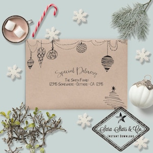 Christmas Envelope Template Modern Calligraphy | Contemporary Rustic | INSTANT DOWNLOAD | PDF