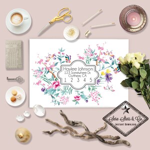 Envelope Template |  Floral Butterfly Envelope Address Template | INSTANT DOWNLOAD | PDF