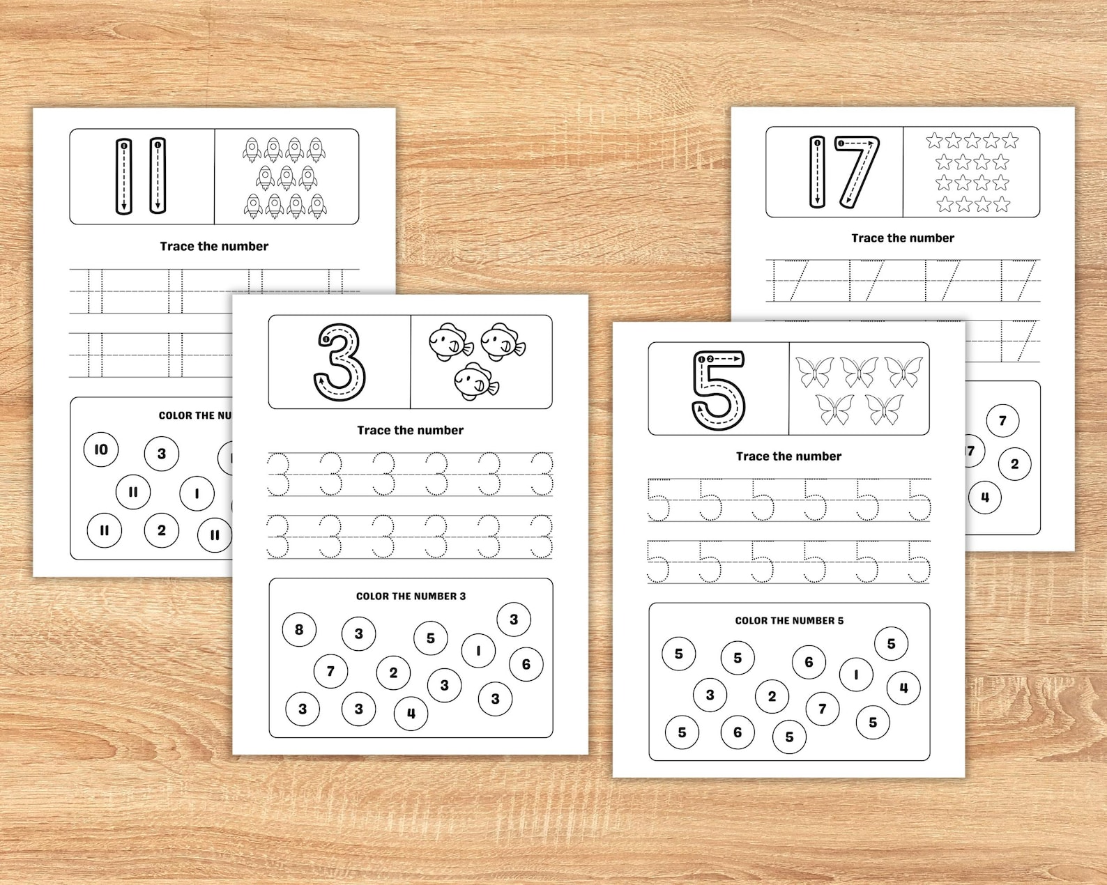1-20 Number Tracing Worksheets Printable PDF | Trace Numbers Preschool ...
