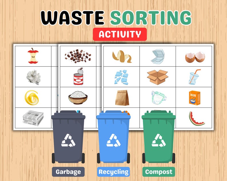 Waste Sorting Activity for Kids | Recycling Game Printable | Montessori ...
