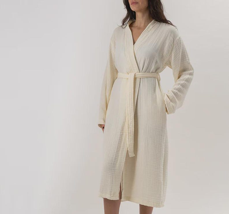 Turkish Cotton Muslin Robe Set – Matching Couple Bathrobes With Hair ...
