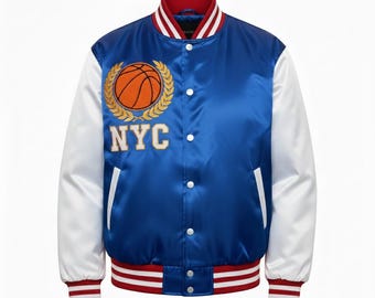 Basketball Satin Varsity | Letterman Bomber Jacket | Retro Sports Varsity Coat