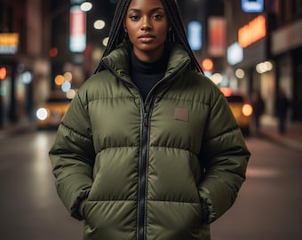 Chaqueta acolchada de invierno de corte largo: abrigo unisex extragrande y cálido / Prendas de abrigo urbanas modernas