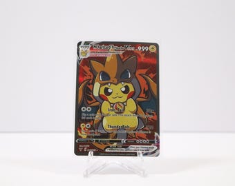 Tarjeta de arte VCOS de Pikachu MCharizard-Y - Ilustración de cosplay de Mega Charizard - Proxy de arte completo texturizado NM - Evolución de Pikachu Cosmax