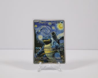 Cartas coleccionables de Pokémon Blastoise, Noche estrellada, Van Gogh, Luna hermosa, ACG, Estrella NM