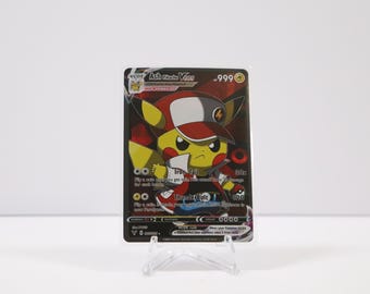 Tarjeta de arte VCOS de Ash Pikachu - Cosplay de entrenador de anime clásico - Proxy de arte completo texturizado NM - Evolución de Pikachu Cosmax n.° 007