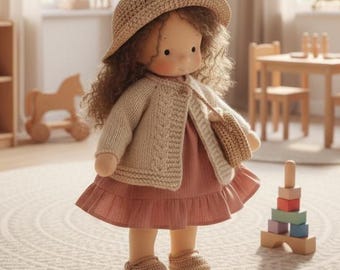 Bambola Waldorf fatta a mano, 30 cm / Bambola di stoffa minimalista, giocattolo naturale, regalo Montessori per bambini