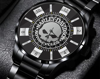 Reloj de calavera para motocicletas Harley-Davidson, reloj de pulsera de regalo para automoción.