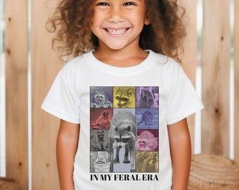 Raccoon Shirt Kids In My Feral Era Racoon Shirt Child Funny Meme t-shirt, In My Era Kids tshirt, Goblincore Shirt Cottagecore Shirt Baby
