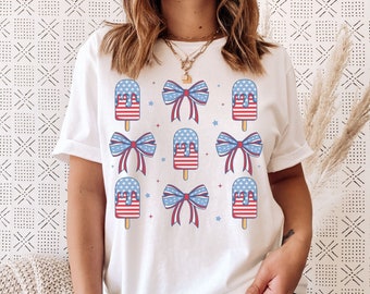 Coquette 4th of July Shirt, Retro 4th of July American Shirt, Bow Shirt, USA tee, Independence Day tshirt, Fourth of July Girlie Shirt