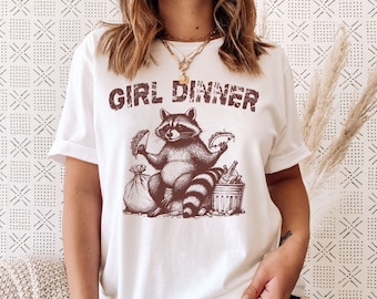 Girl Dinner Raccoon Shirt, Silly Shirts Women, Animal Shirt, Cottagecore, Goblincore, Trash Panda Tee, Weird Shirts, Meme Shirt, Tacos